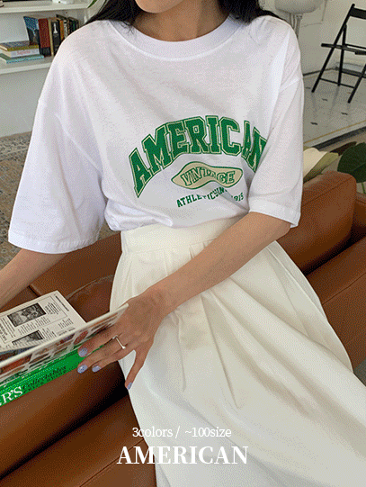 [남녀공용/국내]아메리칸 오버핏 반팔 티셔츠(44-100)